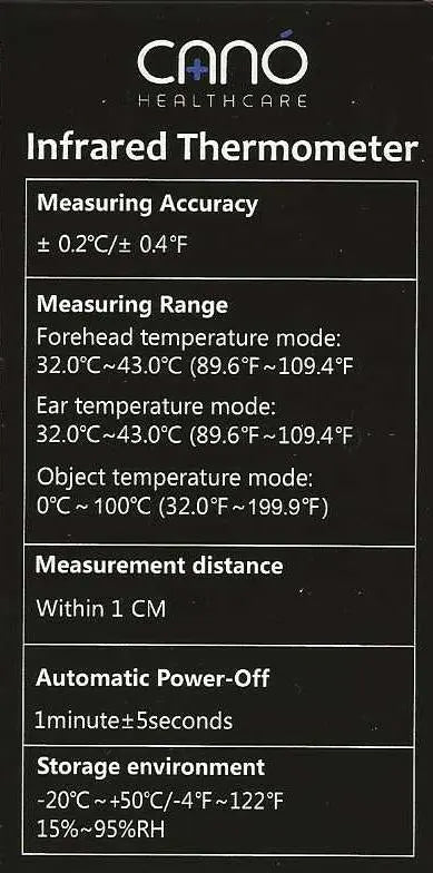 Cano Healthcare - 2 in 1 Infrared Ear & Non Contact Thermometer Home Diagnostics UK